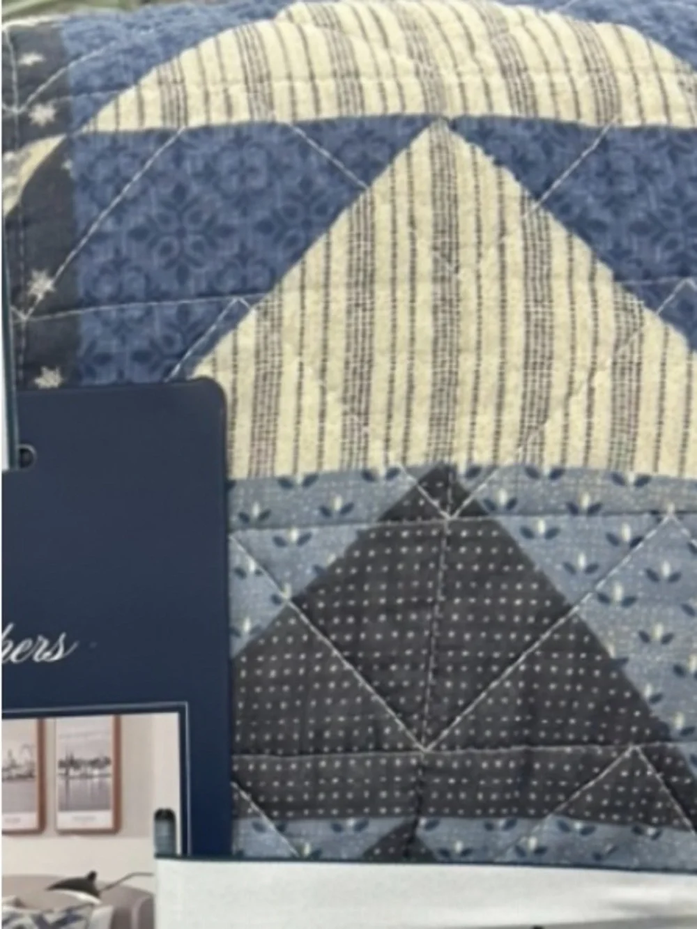 Brooks Brothers Blue and White Cotton King Quilt Set